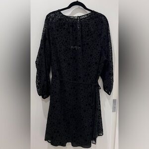 LOFT Black Starry Midi Dress